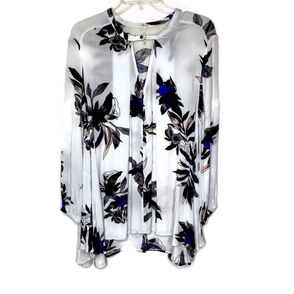 Free People Floral Print Long Sleeve Oversized Flouncy Blouse Boho Hippie S - Picture 1 of 9